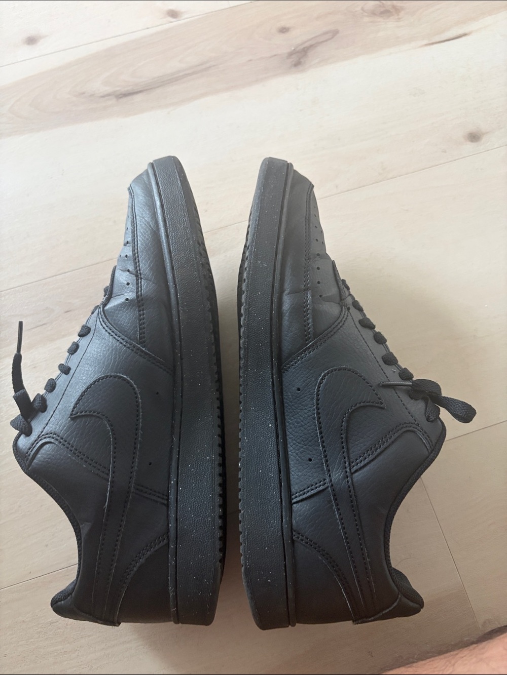 nike mens court vision low black/black sz 10.5 leather - Picture 7 of 11